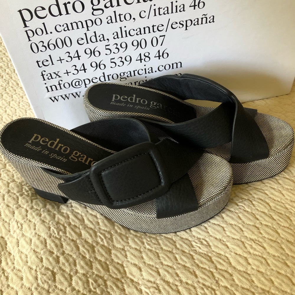 Pedro Garcia Black and Beige Platform Sandals